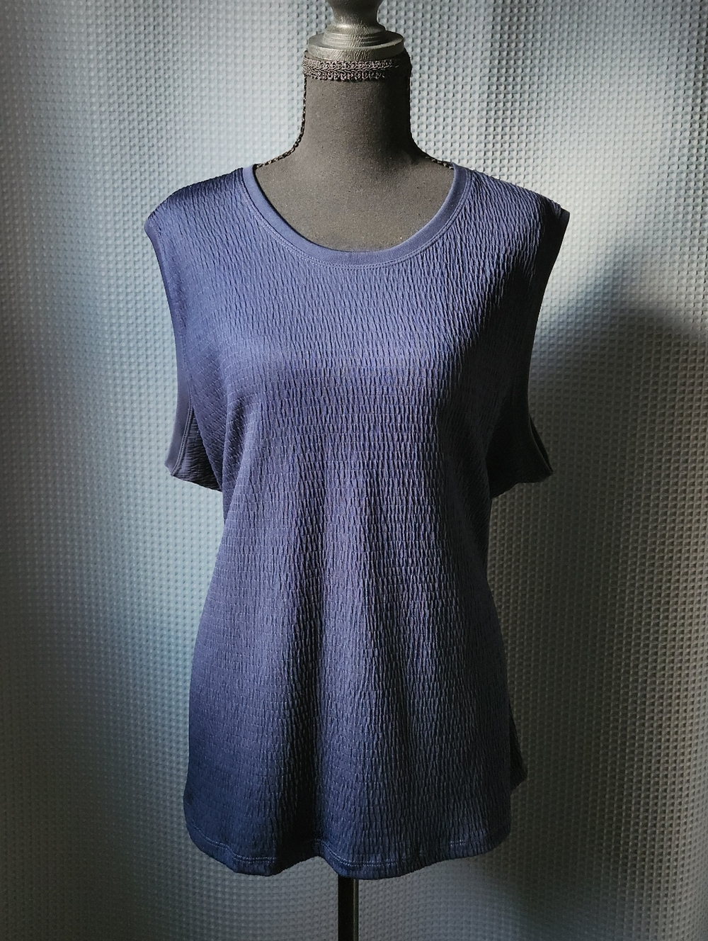 Allison Daley Navy Blue Textured Tank Top